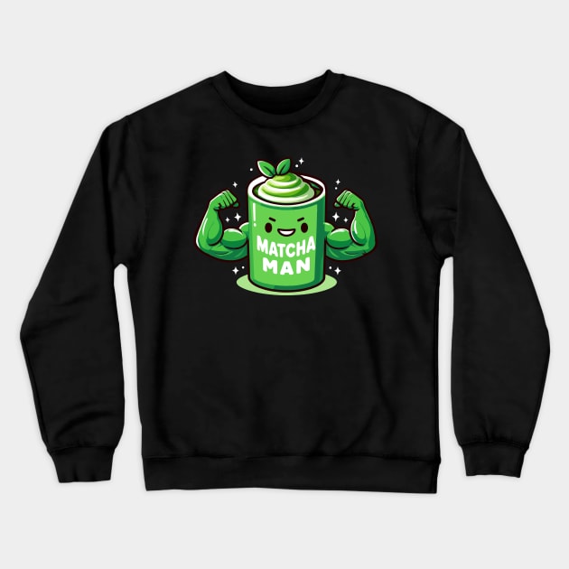 Matcha Man Power Mug Crewneck Sweatshirt by SubtleSplit